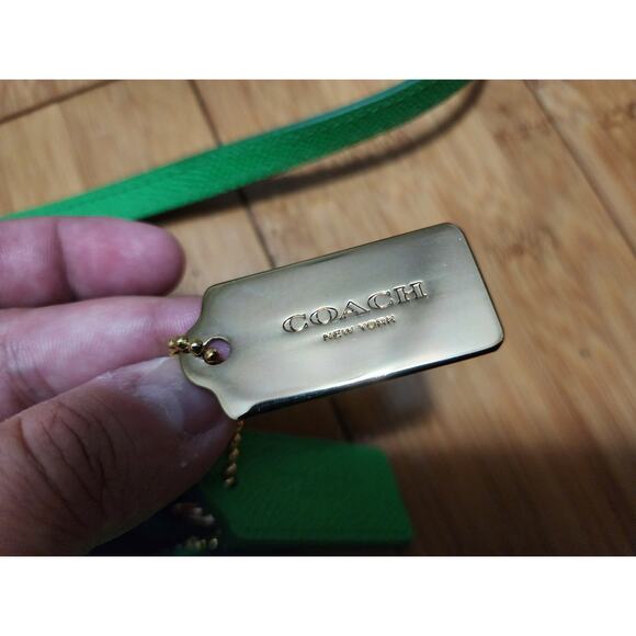 COACH Green Pebbled Leather Crossbody North South Swing Pack Skinny Bag 52348 - Picture 6 of 16